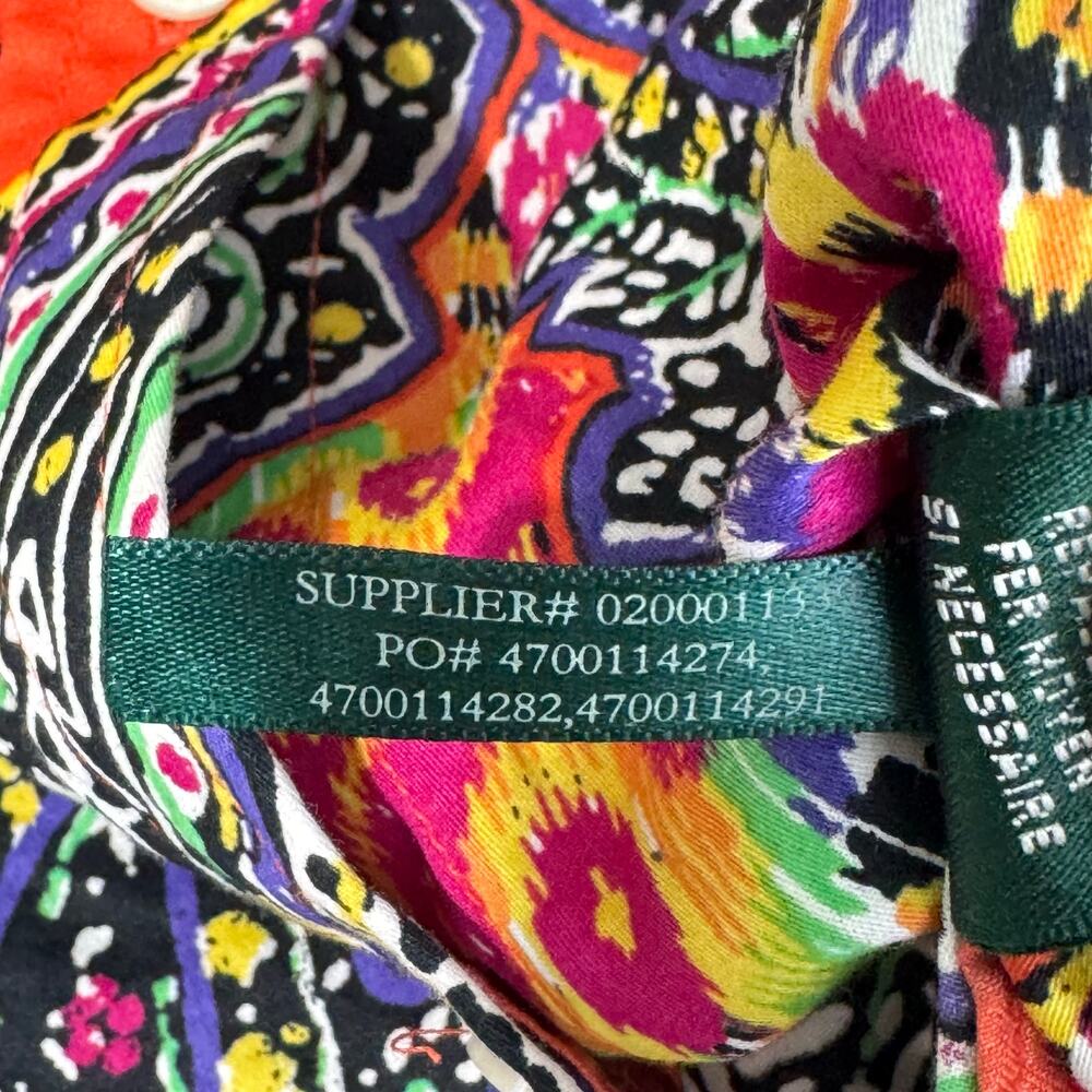 Ralph Lauren Vibrant Colorful Paisley Print Orange Button-Up Sateen Shirt Large - Picture 6 of 8